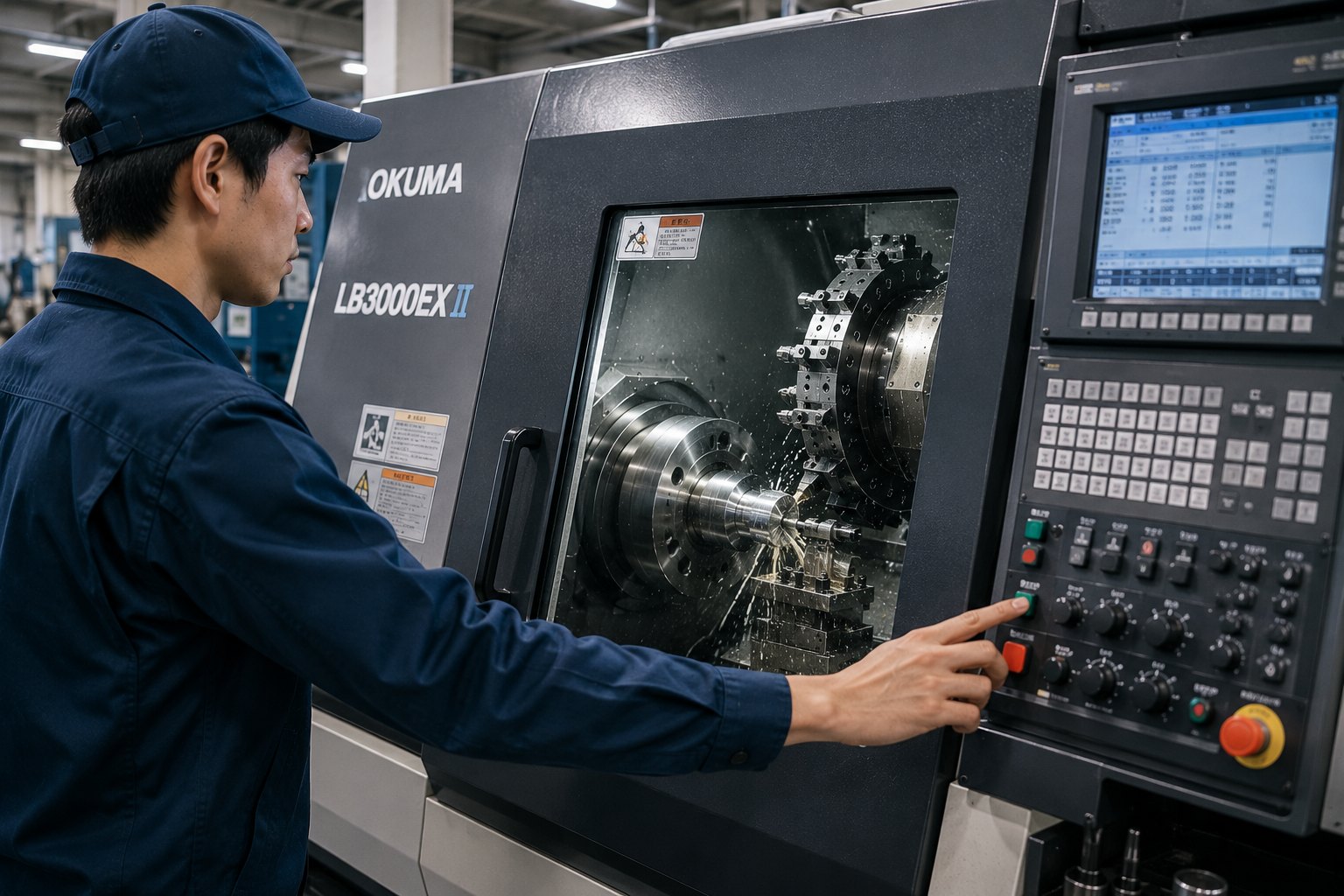 機械が金属を削り出す加工の様子